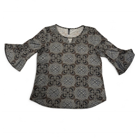 Ashley Blue Tops - Ashley Blue - Black and Gray Patterned Blouse <BOGO>